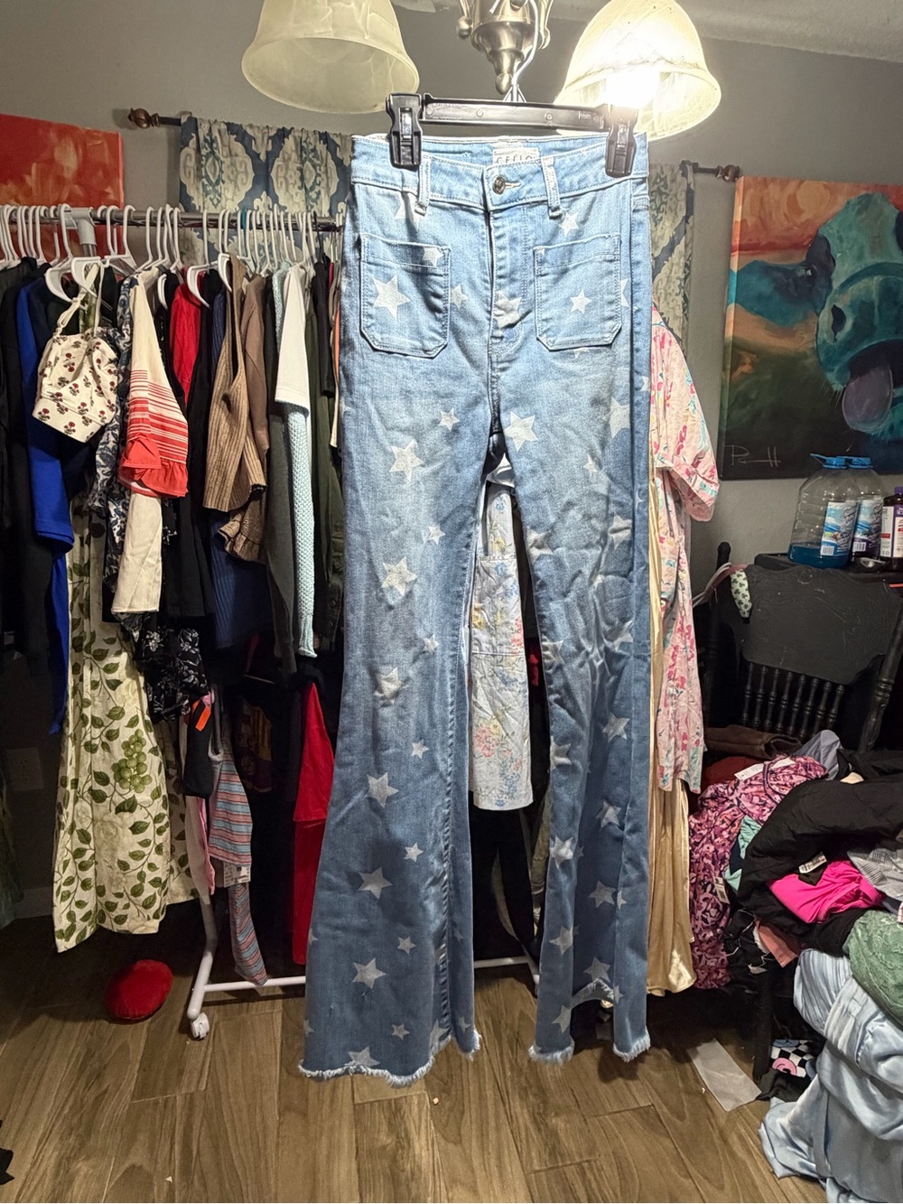 Star Print High-Waist Flared Jeans Cello - Picture 1 of 3